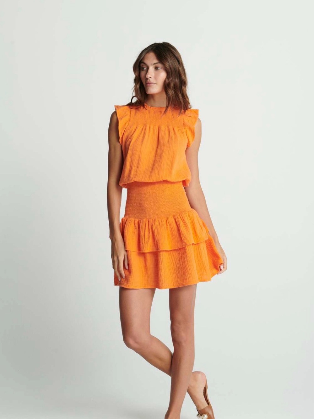 Sundays Anthropologie Shae Dress Orange Cotton Mini Woman’s Size Small - Picture 4 of 4